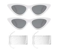 DGHEGDUI 2 Paia Di Occhiali Da Sole Cat-Eye Alla Moda, 2 Borse Di Stoccaggio, Occhiali Protettivi Uv, Design Retrò, Adatto Per La Collocazione Quotidiana Della Protezione Solare (Bianco).