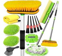 DGHEYQT Spazzola per Lavaggio Auto con Manico Lungo, setole morbide AntiGraffio robuste Kit per Lavaggio Auto, Kit Completo di spazzole per la Pulizia dell'auto, Guanto da Bagno, Asciugamano,
