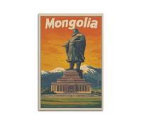 DGHFOP Ulaanbaatar Statua di Gengis Khan, poster artistico da parete vintage su tela, poster decorativo per soggiorno e camera da letto, 40 x 60 cm, senza cornice