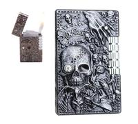 DGHNBMGNG Accendino con Teschio inciso con Mola, Accendino a Torcia con Fiamma Morbida e gonfiaggio Regolabile, Accendino retrò(Bronze)