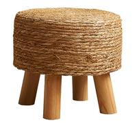 DGHNBMGNG Poggiapiedi rotondo, poggiapiedi in rattan naturale con 4 gambe in legno, sgabello moderno multifunzionale e tavolino da divano for camera da letto, soggiorno(Brown)