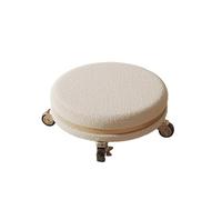 DGHNBMGNG Ruota universale, piccola puleggia for uso domestico, sgabello basso, colore crema, cintura silenziosa, schienale rotondo, sedile basso(White3)