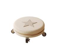 DGHNBMGNG Ruota universale, piccola puleggia for uso domestico, sgabello basso, colore crema, cintura silenziosa, schienale rotondo, sedile basso(White2)