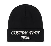 DGJSSK Cappello a Falde in Maglia Personalizzato con Testo Ricamato, Logo e Immagine Stampata, Cappello Caldo Invernale Personalizzato, Regalo Unisex