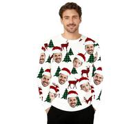 DGJSSK Maglioni Natalizi Personalizzati, Felpe con Cappuccio Personalizzate con Facce Buffe, Adatte Sia per Uomo Che per Donna, Taglie dalla S alla 6XL