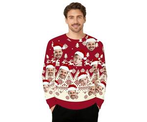 DGJSSK Maglioni Natalizi Personalizzati, Felpe con Cappuccio Personalizzate con Facce Buffe, Adatte Sia per Uomo Che per Donna, Taglie dalla S alla 6XL