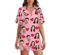 DGJSSK Pigiama Personalizzato di Coppia con Foto Buffa Pigiama Personalizzato a Manica Corta Oversize per Donna e Uomo