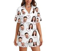 DGJSSK Pigiama Personalizzato di Coppia con Foto Buffa Pigiama Personalizzato a Manica Corta Oversize per Donna e Uomo
