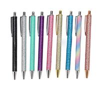 DGLDCSHUAI 9 pezzi penna a sfera ricarica nera stile glitter clip da tasca punta in metallo penne da scrittura leviganti per Shcool Office Business