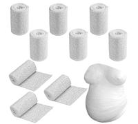DGMI Bende Gessate Calco Pancione per Modellismo e Maschere, 12 Rotoli 10cm x 270cm Garze Gesso, Asciugatura Rapida per Pelle, Viso, Corpo, Modelli Artistici e Applicazioni Mediche