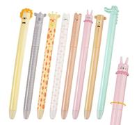 DGN 8 Pezzi Penne Cancellabili con Testa di Animale, Mina Blu 0,7 mm Termosensibile Biro Cancellabili Penna Gel Cancellabile per Studenti, Articoli Scolastici, Materiale D'ufficio