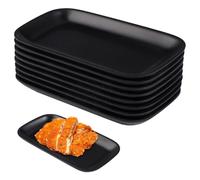 DGN 8 Pezzi Rettangolari Piccoli Piatti da Portata, 15,5 x 8,8 x 2 cm Neri Opachi Piatti per Antipasto Vassoi Piccolo Riutilizzabile Piatti Neri per Snack, Dessert, Piccoli Contorni, Sushi, Griglia