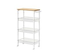 DGOINGPI carrellino cucina Carrello con rotelle sottile, carrello stretto per stoccaggio a 4 livelli con maniglia, profondità 8,7 pollici, struttura in metallo, per cucina Carrello(White 4 Tiers 8.7)