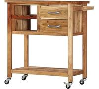 DGOINGPI carrellino cucina Carrello da cucina 31,5 x 17,7 x 35,8 pollici in legno massello di acacia, carrelli per mobili e isole Carrelli per cucina e sala da pranzo Carrello