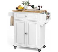 DGOINGPI carrellino cucina Carrello da cucina ad isola con ripiano regolabile, carrello mobile W su ruote in metallo con cassetto e armadietto portaoggetti Carrello