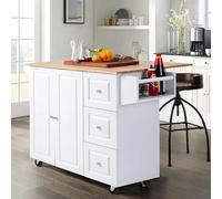 DGOINGPI carrellino cucina Carrello da cucina ad isola su ruote - Tavolo ad isola per la preparazione del cibo, carrello da cucina con rotelle Carrello(White Oak)