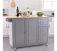 DGOINGPI carrellino cucina Carrello da cucina ad isola su ruote - Tavolo ad isola per la preparazione del cibo, carrello da cucina con rotelle Carrello(Grey Oak)