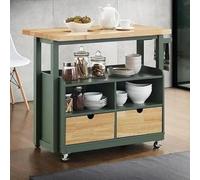 DGOINGPI carrellino cucina Carrello da cucina ad isola su ruote - Tavolo ad isola per la preparazione del cibo, carrello da cucina con rotelle Carrello(Green)
