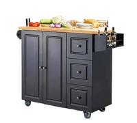 DGOINGPI carrellino cucina Carrello da cucina ad isola su ruote - Tavolo ad isola per la preparazione del cibo, carrello da cucina con rotelle Carrello(Black Oak)
