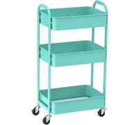 DGOINGPI carrellino cucina Carrello multiuso con rotelle a 3 livelli con ruote piroettanti, facile montaggio, per cucina, bagno (nero) Carrello(Turquoise12 D)
