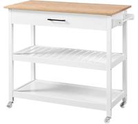 DGOINGPI carrellino cucina Carrello per isola da cucina di larghezza su ruote, carrello multiuso con rotelle a 3 livelli con piano e cassetto in legno massello Carrello