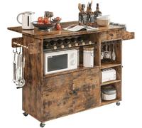 DGOINGPI carrellino cucina Carrello per isole da cucina con rotelle con ribalta e portabottiglie, carrello per microonde Carrello