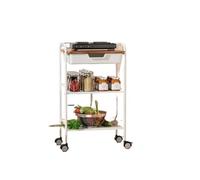 DGOINGPI carrellino cucina Carrello portaoggetti con rotelle in metallo con piano d'appoggio, carrello multiuso moderno su ruote per riporre la cucina Carrello(White)
