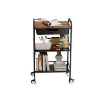 DGOINGPI carrellino cucina Carrello portaoggetti con rotelle in metallo con piano d'appoggio, carrello multiuso moderno su ruote per riporre la cucina Carrello(Black 2)
