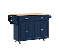 DGOINGPI carrellino cucina Carrello portaoggetti moderno con ripiano per isola da cucina da 58" su ruote, nero Carrello