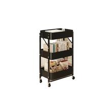 DGOINGPI carrellino cucina Carrello portaoggetti pieghevole multifunzionale a 3 livelli con scaffalature per snack a più piani Carrello(Black)