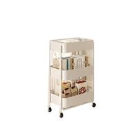 DGOINGPI carrellino cucina Carrello portaoggetti pieghevole multifunzionale a 3 livelli con scaffalature per snack a più piani Carrello(White)