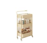 DGOINGPI carrellino cucina Carrello portaoggetti pieghevole multifunzionale a 3 livelli con scaffalature per snack a più piani Carrello(Yellow)