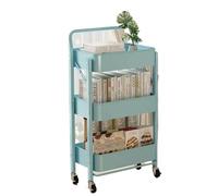 DGOINGPI carrellino cucina Carrello portaoggetti pieghevole multifunzionale a 3 livelli con scaffalature per snack a più piani Carrello(Green)