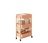 DGOINGPI carrellino cucina Carrello portaoggetti pieghevole multifunzionale a 3 livelli con scaffalature per snack a più piani Carrello(Pink)
