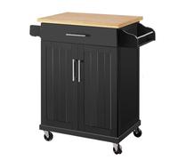 DGOINGPI carrellino cucina Cucina ad isola su ruote con mobiletto portaoggetti e cassetto, carrello da cucina con portaspezie e portasciugamani Carrello