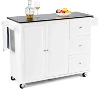 DGOINGPI carrellino cucina Isola Cucina Con Piano Di Lavoro In Acciaio Inossidabile, Carrello Da Cucina Con Carrello Portasciugamani E Portaspezie Carrello(White)