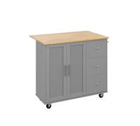 DGOINGPI carrellino cucina Shintenchi Carrello da cucina con rotelle per isola con mobiletto pieghevole per bar per la colazione, grande armadio portaoggetti Carrello(Grey-1 Cabinet 3)