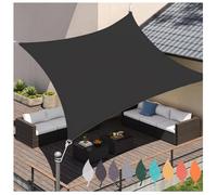 DGSFES Vela Ombreggiante 2mx9.5m Impermeabile con Anelli in Acciaio - 95% Protezione UV Tenda da Sole Rettangolare per Terrazzo/Giardino - Include Corda(Nero)