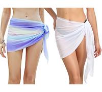 DGSHIRLDJO 2 Pezzi Gonna da Coprispalla Spiaggia Donna, Sarong Leggero in Chiffon per Costume da Bagno, Abbigliamento Spiaggia Donna Corto Bikini (IT, Testo, M, Regular, Regular, Bianco e Arcobaleno)