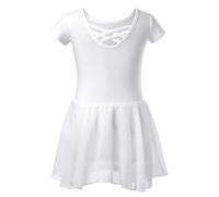 DGSHIRLDJO Ragazza Vestito da Balletto Danza Tutu Corpo Ginnastica Cotone Manica Corta con Chiffon Gonna