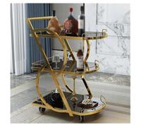 DGSYUAN Carrello con Ruote Portatutto Carrello Mobile A 3 Livelli con Maniglia, Carrello Portaoggetti da Cucina in Acciaio Inossidabile E Vetro Cucina Arredamento(Gold+Black)
