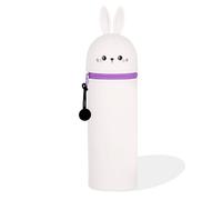 DGTSYAL Kawaii Astuccio Scuola 2 in 1 in Morbido Silicone, Portapenne da Tavolo, Chiusura con Cerniera, Penne Pastelli Pennarelli, Astuccio Portapenne Animali Dolci, per scuola (Coniglio bianco)