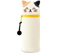 DGTSYAL Kawaii Astuccio Scuola 2 in 1 in Morbido Silicone, Portapenne da Tavolo, Chiusura con Cerniera, Penne Pastelli Pennarelli, Astuccio Portapenne Animali Dolci Gatto, per scuola, uffici