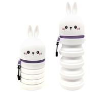 DGTSYAL Kawaii Astuccio Scuola 2 in 1 in Morbido Silicone, Portapenne da Tavolo, Chiusura con Cerniera, Penne Pastelli Pennarelli, Astuccio Portapenne Animali Dolci Coniglio, per scuola, uffici