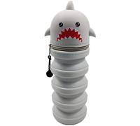 DGTSYAL Kawaii Astuccio Scuola 2 in 1 in Morbido Silicone, Portapenne da Tavolo, Chiusura con Cerniera, Penne Pastelli Pennarelli, Astuccio Portapenne Animali Dolci squalo, per scuola, uffici