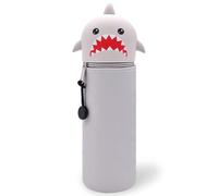 DGTSYAL Kawaii Astuccio Scuola 2 in 1 in Morbido Silicone, Portapenne da Tavolo, Chiusura con Cerniera, Penne Pastelli Pennarelli, Astuccio Portapenne Animali Dolci Squalo, per scuola, uffici