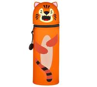 DGTSYAL Kawaii Astuccio Scuola 2 in 1 in Morbido Silicone, Portapenne da Tavolo, Chiusura con Cerniera, Penne Pastelli Pennarelli, Astuccio Portapenne Animali Dolci tigre, per scuola, uffici