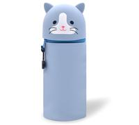 DGTSYAL Kawaii Astuccio Scuola 2 in 1 in Morbido Silicone, Portapenne da Tavolo, Chiusura con Cerniera, Penne Pastelli Pennarelli, Astuccio Portapenne Animali Dolci Gatto, per scuola, uffici