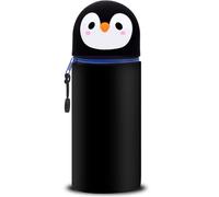 DGTSYAL Kawaii Astuccio Scuola 2 in 1 in Morbido Silicone, Portapenne da Tavolo, Penne Pastelli Pennarelli, Astuccio Portapenne Animali (Pinguino)