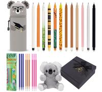 DGTSYAL Kawaii Astuccio Scuola 2 in 1 in Morbido Silicone, Portapenne da Tavolo, Penne Pastelli Pennarelli, Astuccio Portapenne Animali (koala gift set)